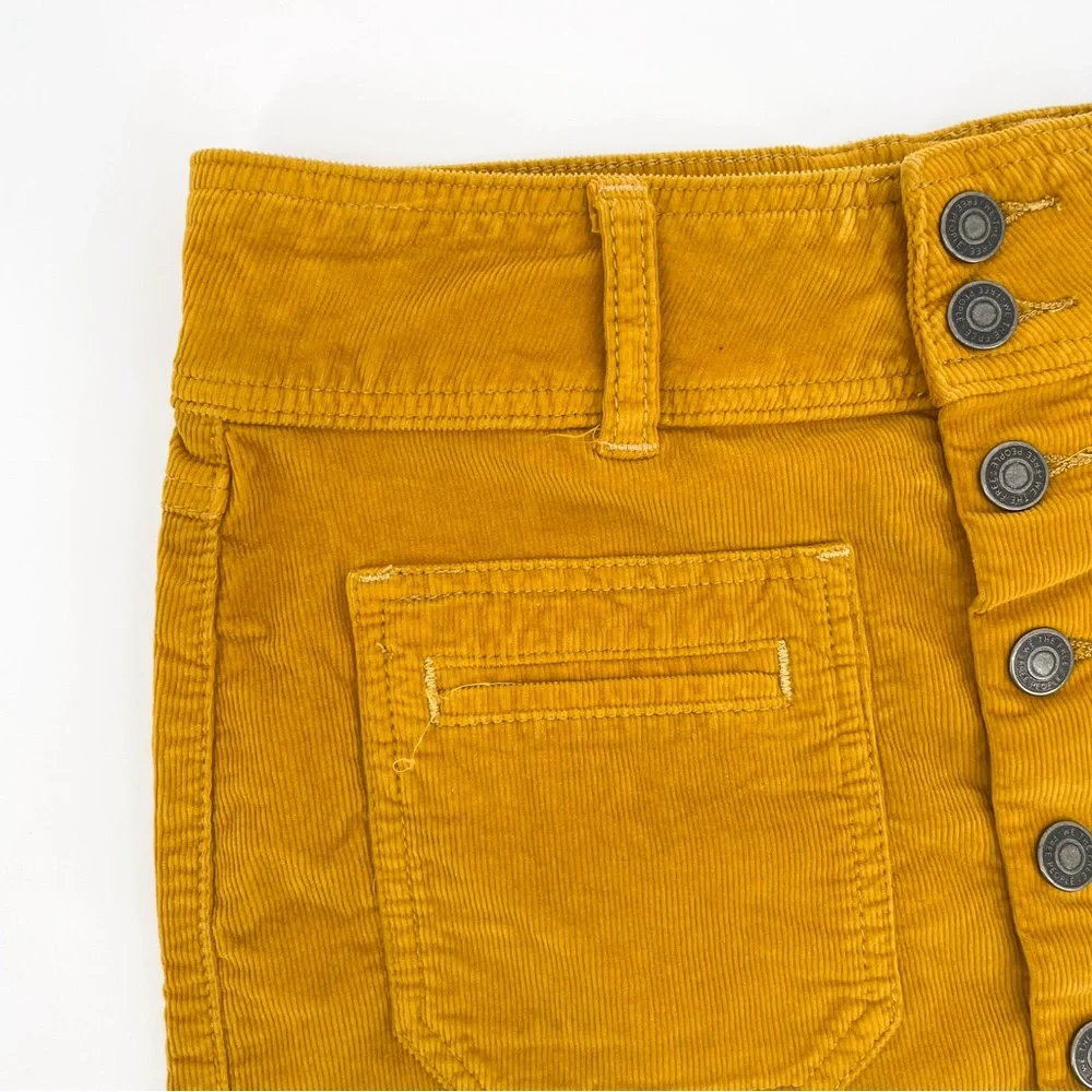 We The Free Joanie Mustard Corduroy Button Down Mini Skirt Size 25 - Picture 4 of 9